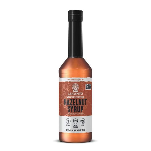 Lakanto Sugar Free Simple Flavoring Syrup - Monk Fruit Sweetener, Perfect for Coffee, Cocktails, Snow Cones, Sodas, Other Drinks, Keto Diet Friendly, 1g Net Carb, Vegan (Hazelnut - 25.4 fl oz)