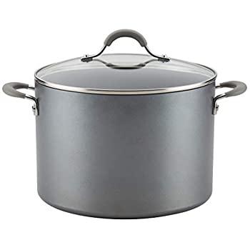 Circulon 81403 Elementum Hard Anodized Nonstick Stock Pot/Stockpot with Lid, 10 Quart, Oyster Gray (Renewed)