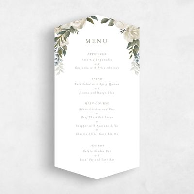 White Diamond Wedding Menu - Juniper