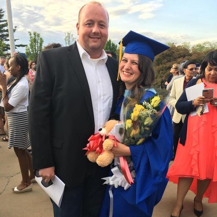 Jenny's graduate school graduation in 2017! One of our first pictures together.