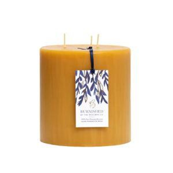 3 Wick Beeswax Pillars | 6 Inch x 6 Inch