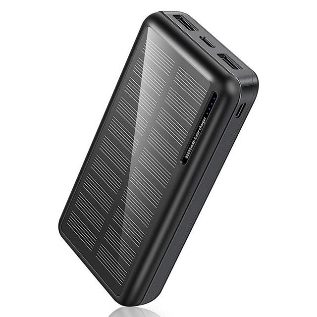 Solar Power Bank 30,000mAh-Minrise Portable Charger, Solar Charger Power Bank with 2 USB Outputs, External Battery Pack for Outdoor Activities Compatible for iPhone, Smartphones etc.