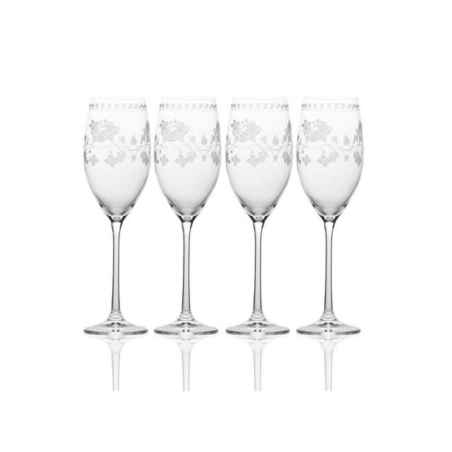 Mikasa Vintage-like Floral Champagne Flute Glasses, Set of 4