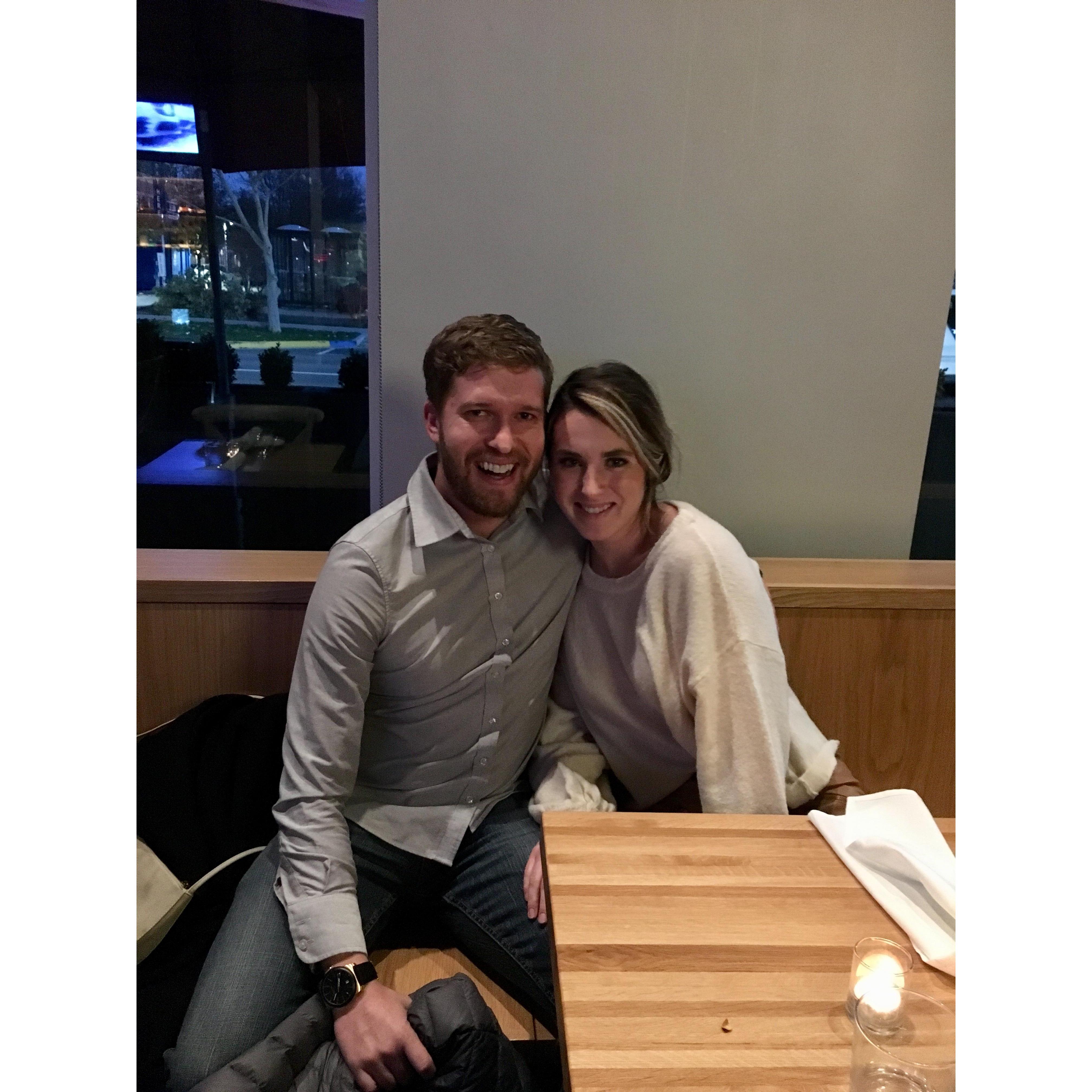 Back at the same table and restaurant that we first met at a year later!