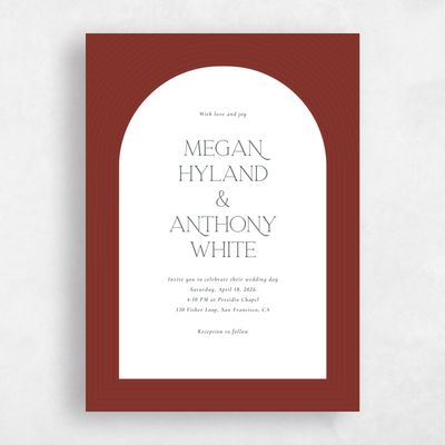 Currant Red Wedding Invitation - Majestic Arch