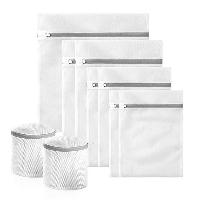 Mesh Bra Bags for Laundry(9 Pack) by MDSXO, White Lingerie Bags for Washing Delicates,baby laundry,sock,Travel Storage[1XXL/2XL/3L/2M/2bra bags]