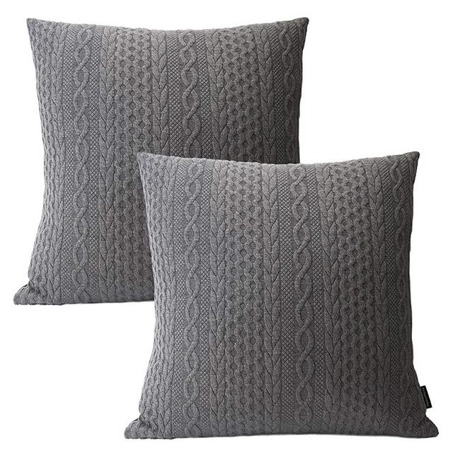 Booque Valley Throw Pillow Covers, Pack of 2 Super Soft Elegant Modern Embossed Patterned Gray Cushion Covers Decorative Pillow Cases for Sofa Bed Floor, 22 x 22 inch(Grey)