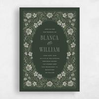 Green Wedding Invitation - Persephone Portrait