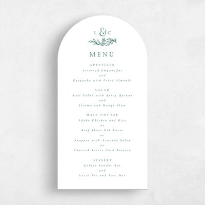 White Arch Wedding Menu - Fiora