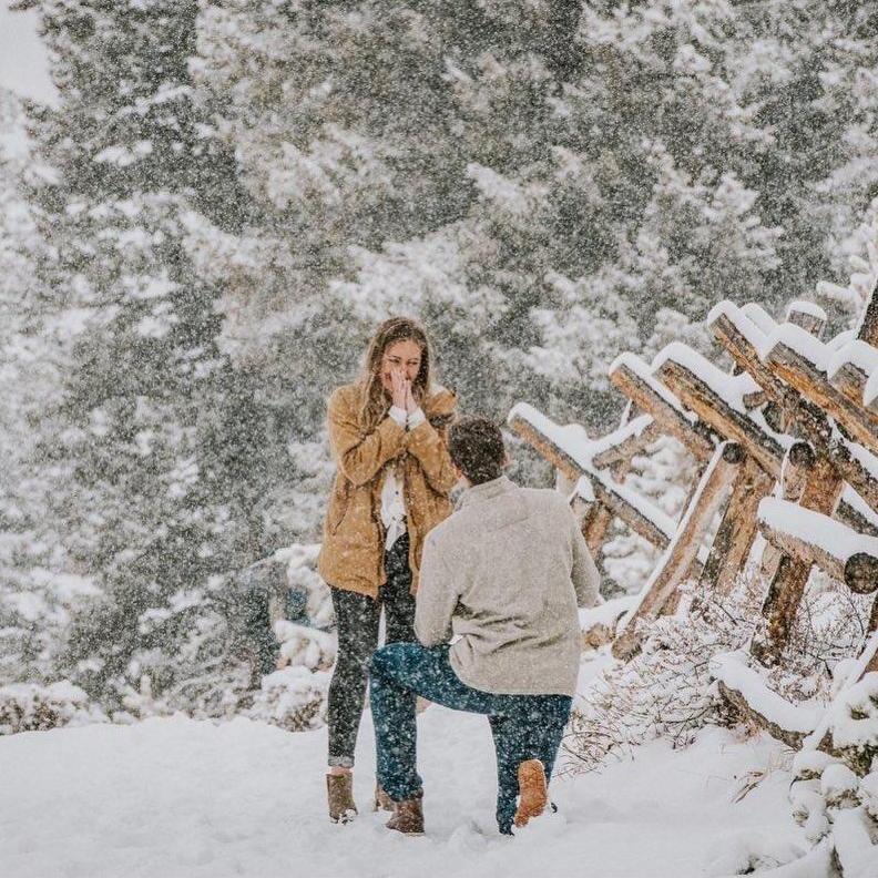 When Jessica said yes to Bryce in a snowstorm on the mountain 3/13/20