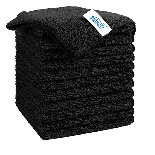 HOMEXCEL 12 Pack Cleaning Cloths (Black)