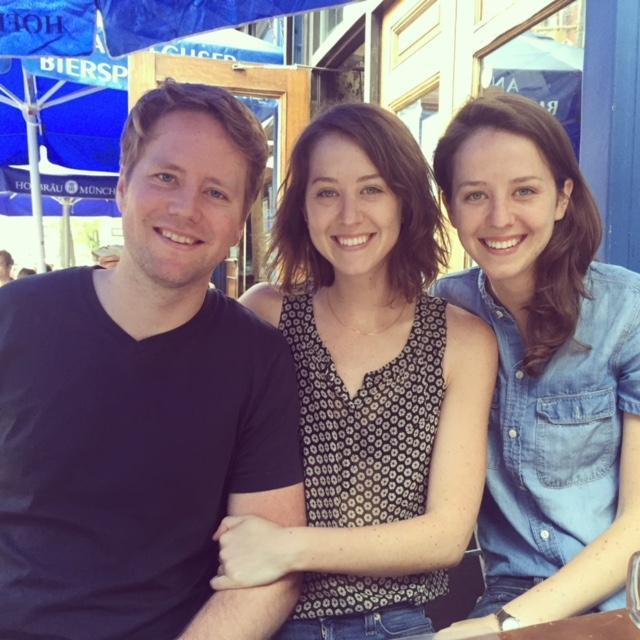 The bride with her brother, David, and twin sister, Tina.
