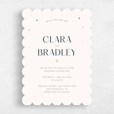 Beige Scalloped Wedding Invitation - Adhara Portrait