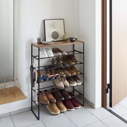 ジュラファニチャー　ラック Yamazaki Home, Tower 6-Tier Wood Top Shoe Rack | Zola 木製ラック・ウッドラック