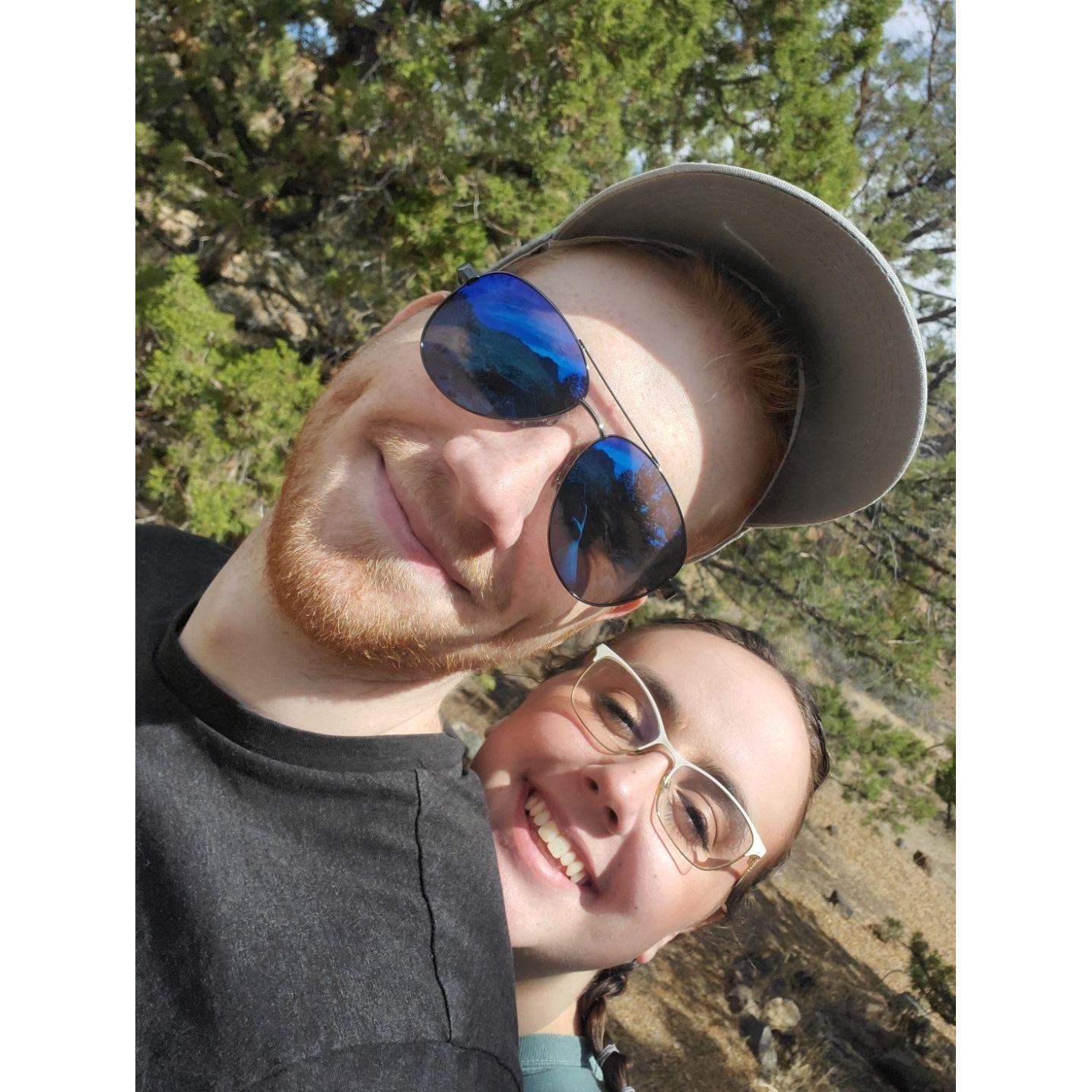 The pair love hiking, eating new food, and enjoying the views while they vacation, proven by this picture captured at Smith Rock state park near Bend OR