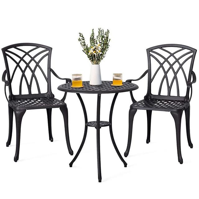 Nuu Garden Outdoor 3 Piece Cast Aluminum Patio Bistro Set - Balcony Conversation Furniture Sets for Yard Porch