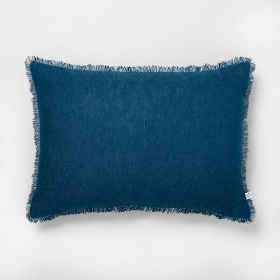 Raw Edge Throw Pillow Navy - Hearth &#38; Hand&#8482; with Magnolia