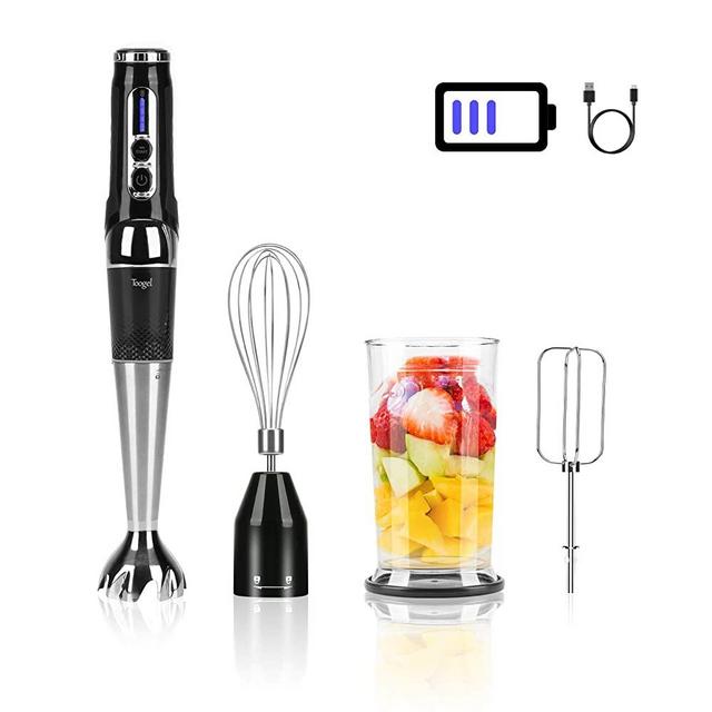 Cordless Hand Blender Rechargeable, Powerful Immersion Stick Blender , Portable Electric Hand Mixer Variable Speed Control with 21-Speed