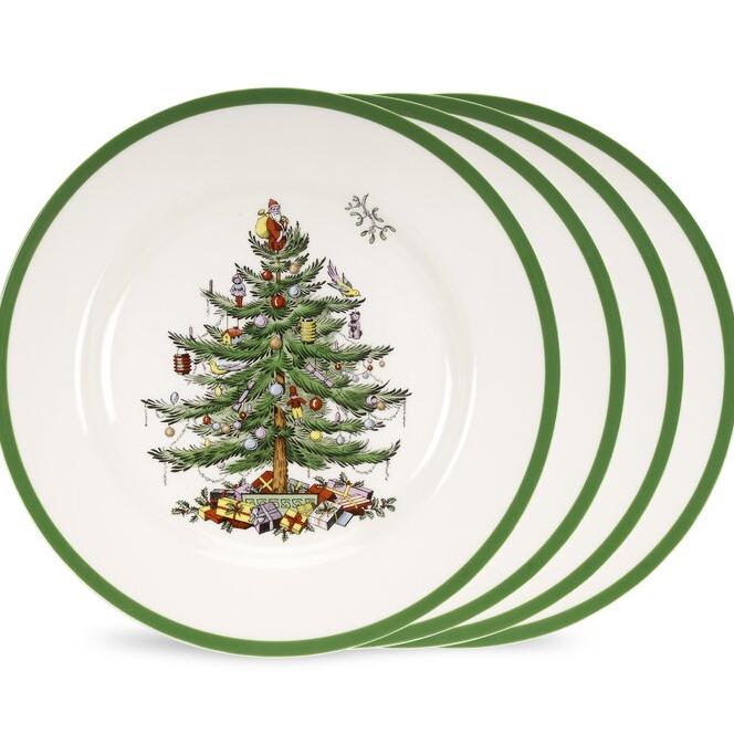 Christmas Tree Spode Dinnerware Plate- Set of Four