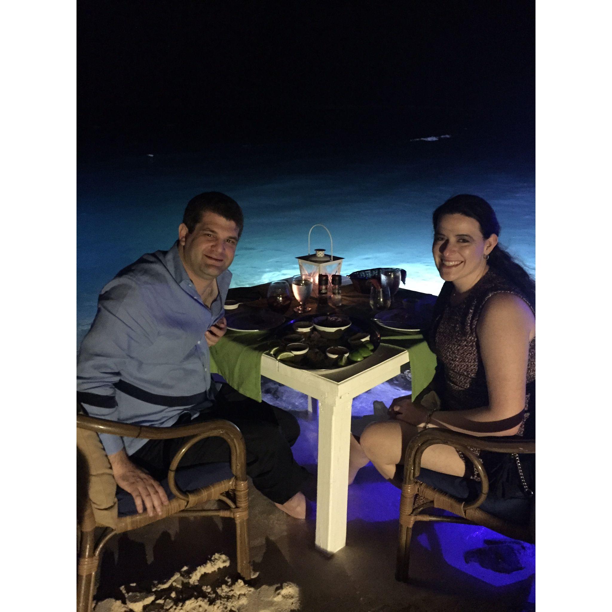 Eating in the water in Aruba…Melissa dropped her phone in the ocean