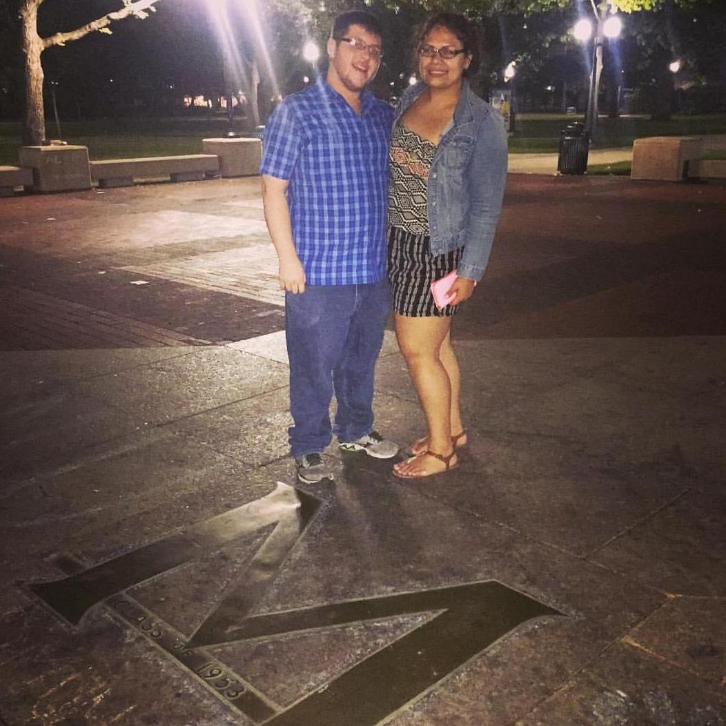 When Olivia took Harri to the M on the Diag in Ann Arbor Michigan for the first time!