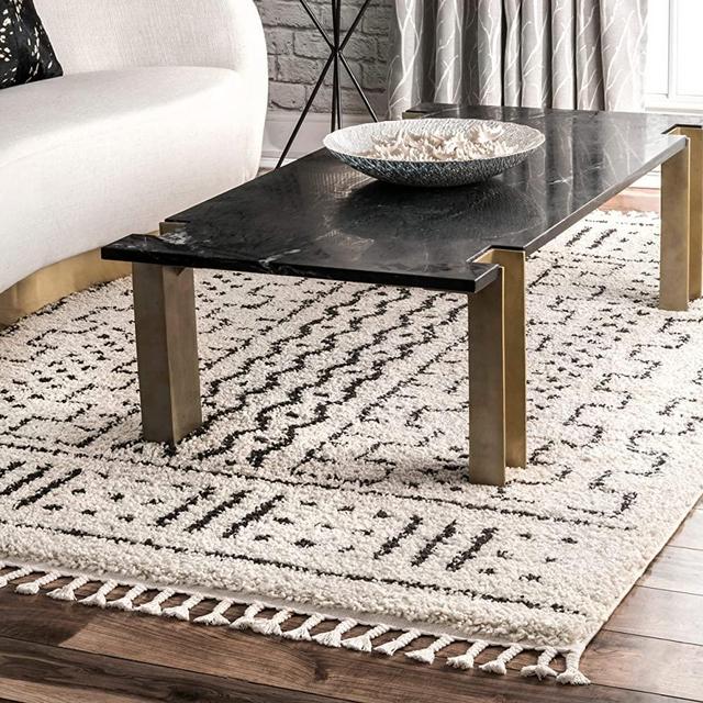 nuLOOM Nora Moroccan Demarche Shag Area Rug, 7' 10" x 10', Off-white