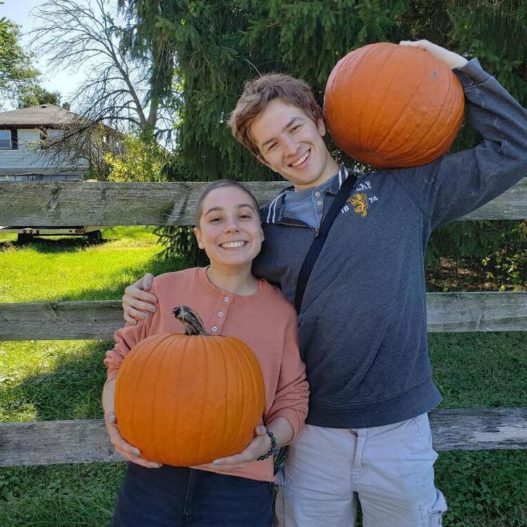 Us picking pumpkins!