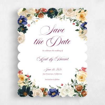 Yellow Scalloped Wedding Save the Date - Moderna Portrait