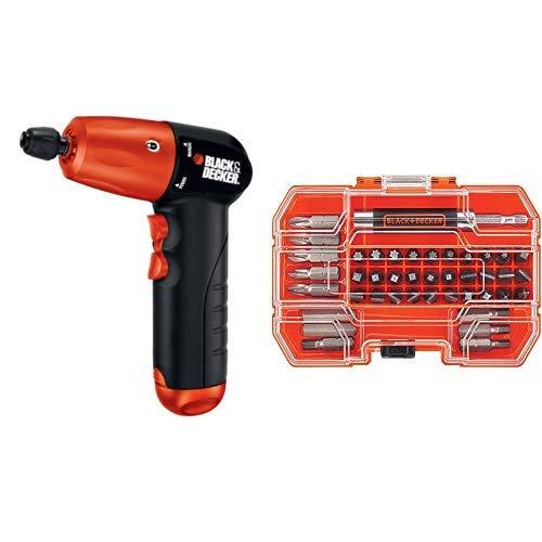 BLACK+DECKER AD600 6-Volt Alkaline 1/4-Inch Hex Cordless Drill/Driver wit with BLACK+DECKER BDA42SD 42-Piece Standard Screwdriver Bit Set