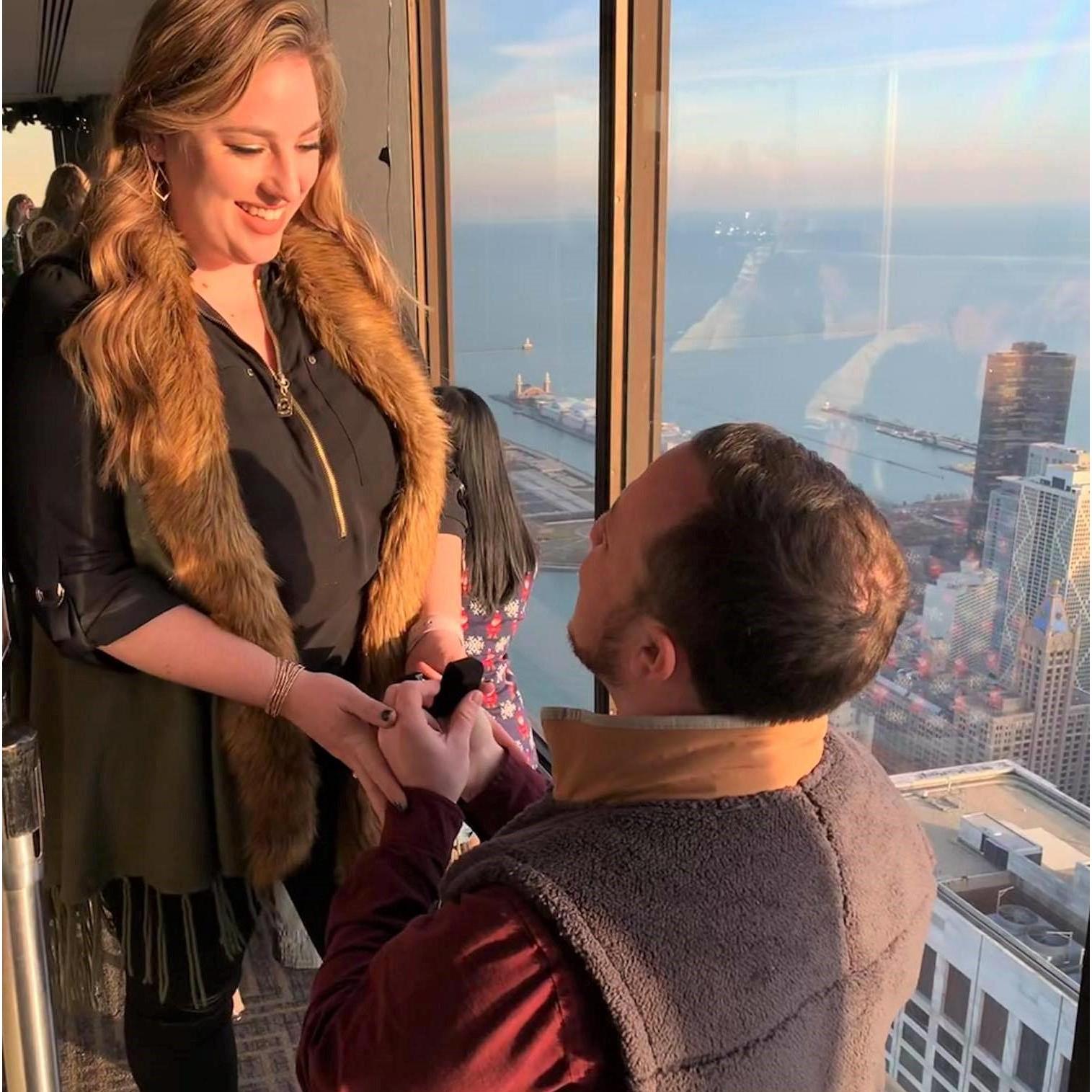 Steven proposed on the 96th floor of the Hancock building in Chicago