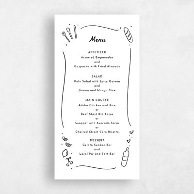 White Wedding Menu - Aubrey