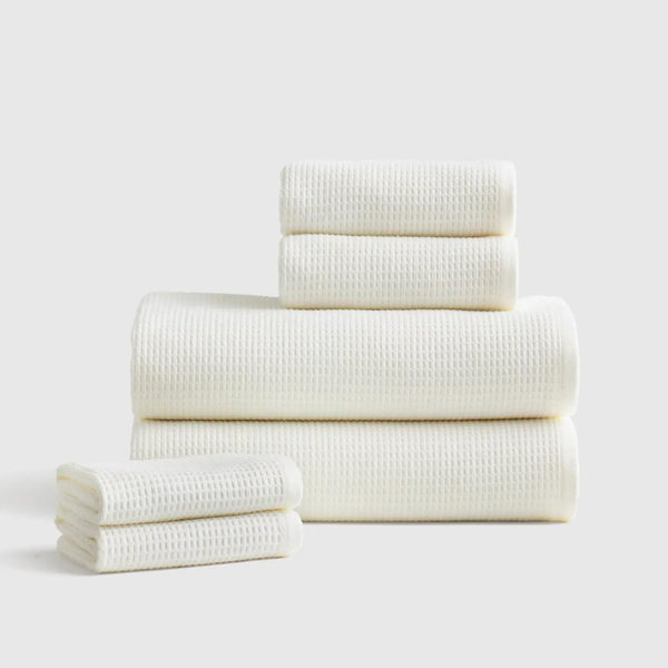 Turkish Waffle Terry Bath Sheet Bundle - Ivory