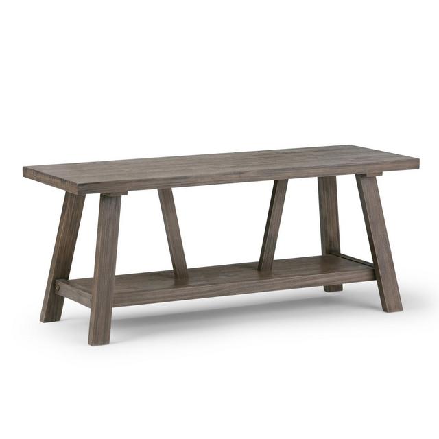 48" Stewart Solid Wood Entryway Bench Driftwood - Wyndenhall