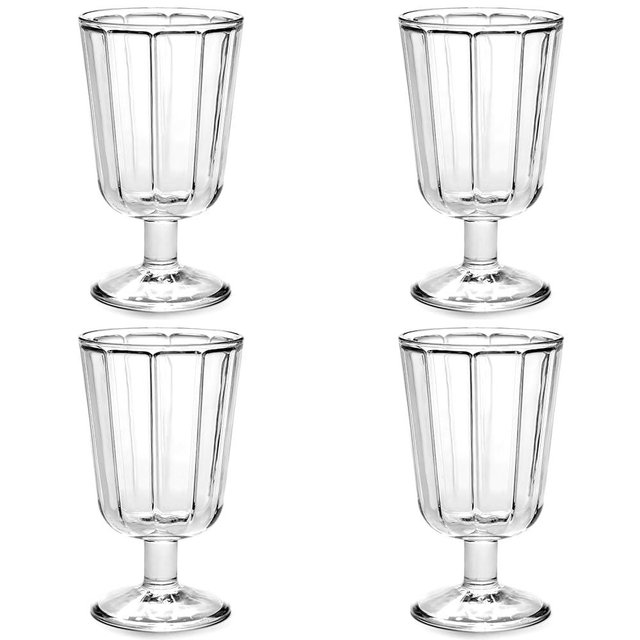Serax Red Wine Glasses Set of 4 | Surface glassware by Sergio Herman | Transparent Drinking Glasses | Glass Cups with Clear Stem | Champagne Flutes and Wine Glasses | Kitchen (7.78 ounces)