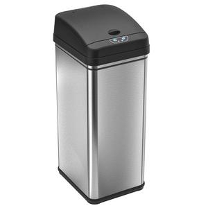 iTouchless 13 Gallon Stainless Steel Automatic Trash Can with Odor-Absorbing Filter, Wide Opening Sensor Kitchen Trash Bin, Powered by Batteries (not included) or Optional AC Adapter (sold separately)