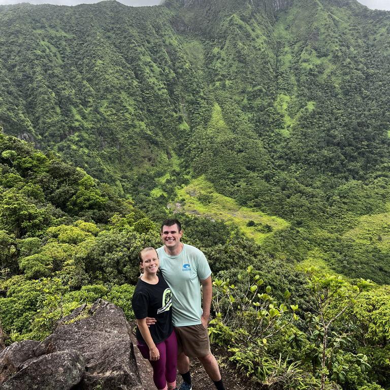 Both of us love to hike and this view was amazing at Mt. Liamuiga!