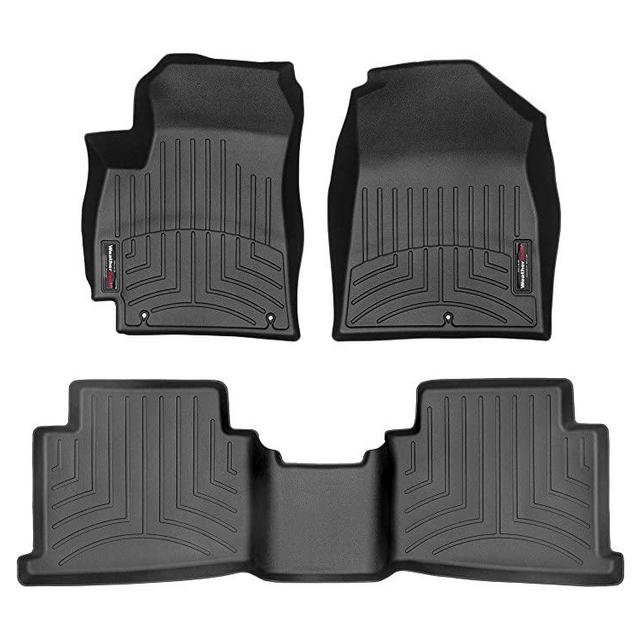 WeatherTech Custom Fit Liner Floor Mats for 2021 Kia Seltos, Full Front Rear Row Set, Black Liners