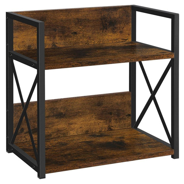 YINMIT Countertop Shelf Organizer,Coffee Bar Accessories,Spice Rack,Coffee Counter Shelf,2 Tier Coffee Organizer Station for Mugs,Cups,Cream,Syrup(Rustic Brown, Medium)