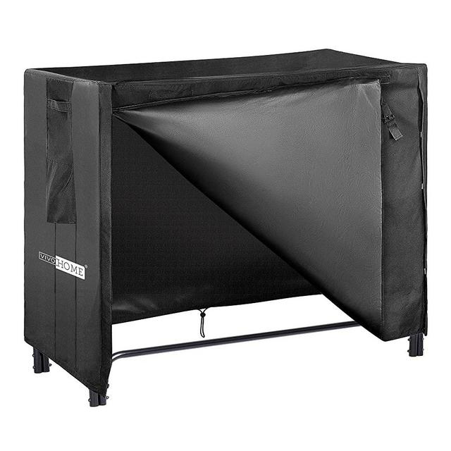 VIVOHOME 5ft Heavy Duty Indoor Outdoor Firewood Storage Log Rack with Cover Combo Set Black