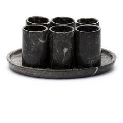 Black Marble Stone Shot Glass Set