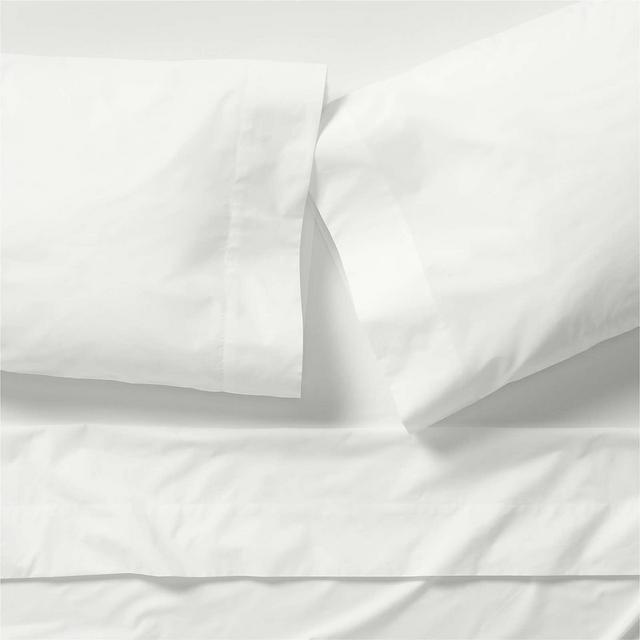 Everyday Organic Cotton Percale Crisp White Queen Bed Sheet Set