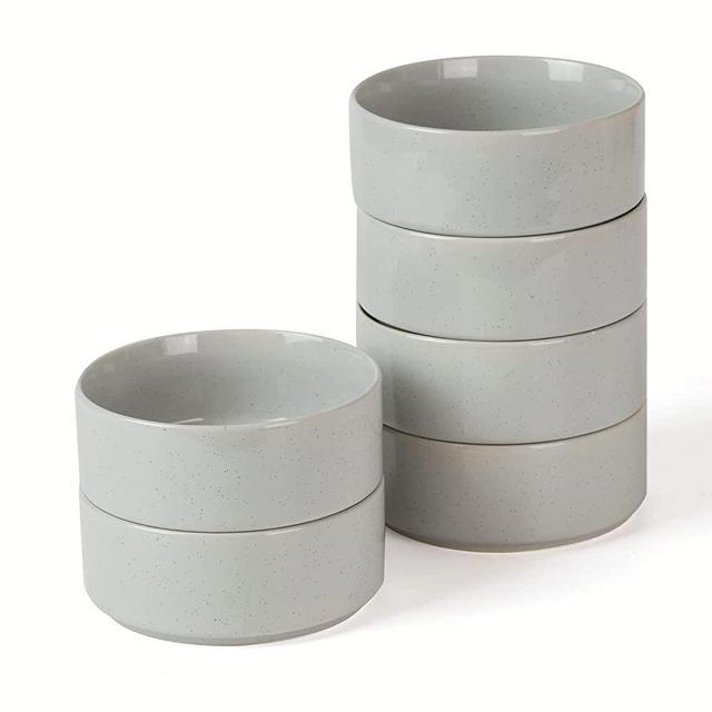famiware Nebula Bowls Set, 5.5" Cereal Bowl Set, 6 Pieces Bowls for Cereal, Soup, Rice, Oatmeal, Light Gray