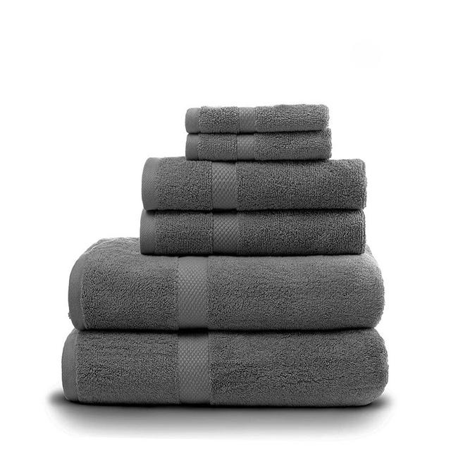 Villa Celestia Grey Towels for Bathroom-100% Cotton Bathroom Towels 6 Pack Bath Towel Set-2 Hand Towel,2 Bath Towel,2 Washcloth-Ultra Soft Towels for Bathroom-Bathroom Towel Set for Home & Hotel.
