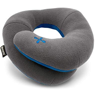 BCOZZY Travel Pillow, Patented Neck & Chin Support for Comfortable Sleep on Airplane & Car, Lightweight & Soft, Dual-Sided Climate Control Cover, Fully Machine Washable. Adult, Gray
