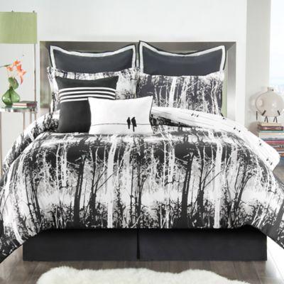 VCNY Woodland 8-Piece Reversible Queen Comforter Set in Black/White