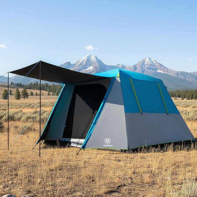 EVER ADVANCED Blackout 6 Person Camping Tent, Instant Cabin Tent for Family with Vestibule and Large Mesh Windows, 60s Easy Setup, Double Layer, Water-Resistant