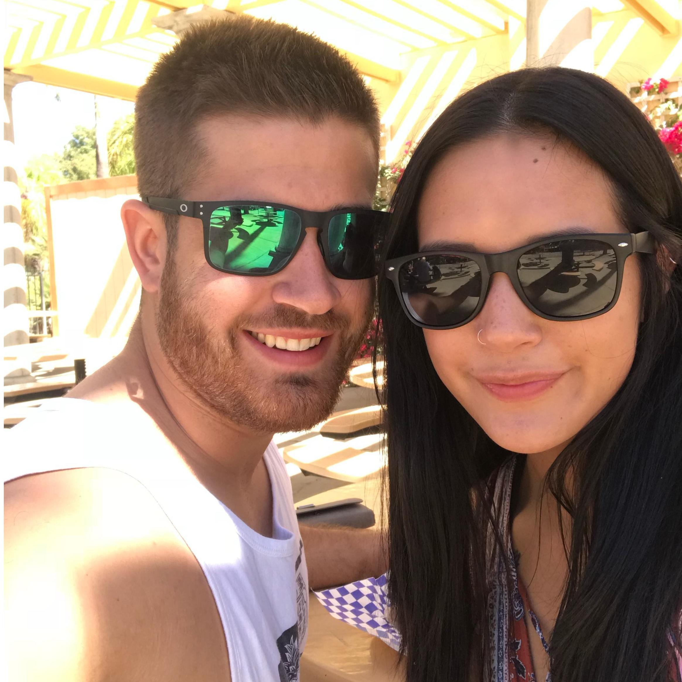 Taking a break from the sun at Magic Mountain
