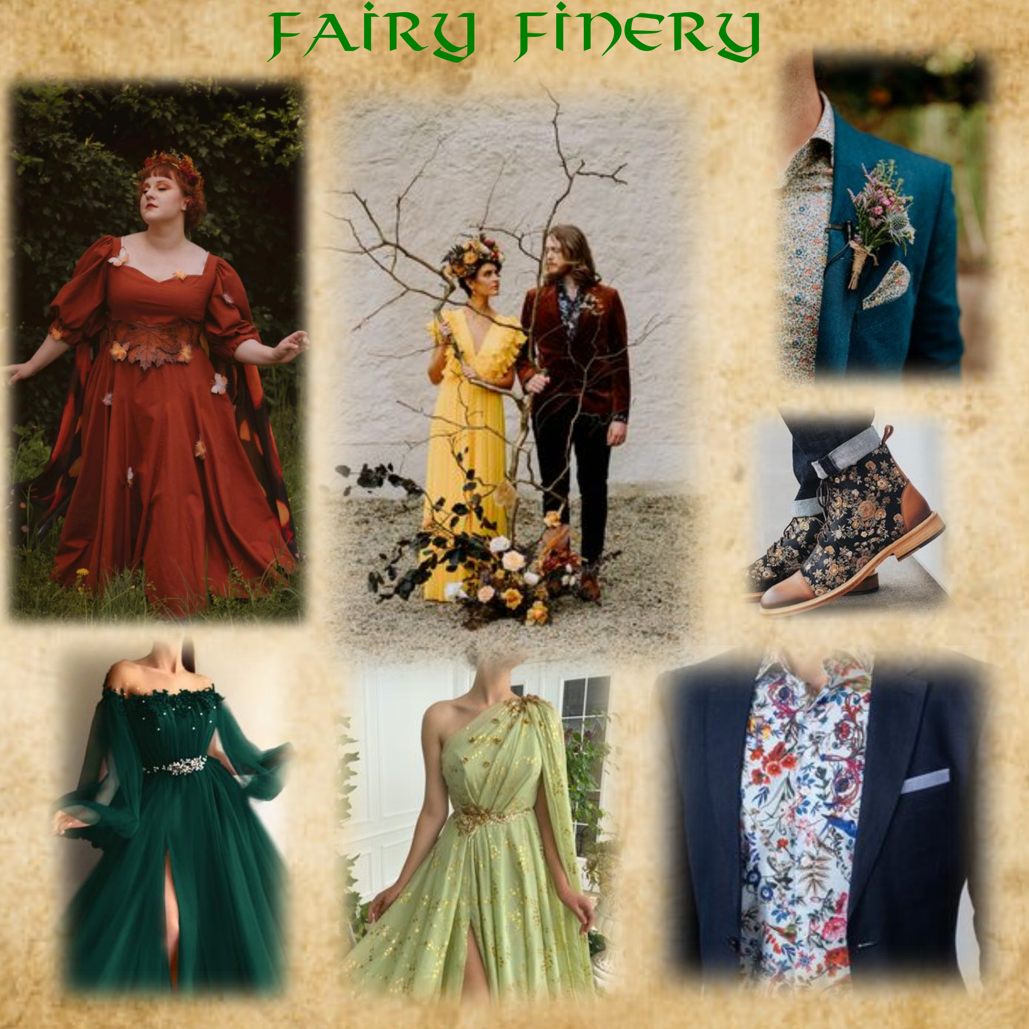 The fair folk are known for their flowery nature. Incorporating floral prints, colorful fabrics, or nature themed accessories will help give you that otherworldly outfit.