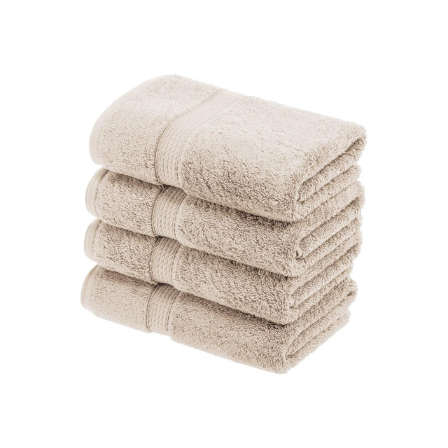 Solid Luxury Premium Cotton 900 GSM Highly Absorbent 4 Piece Hand Towel Set, Stone by Blue Nile Mills