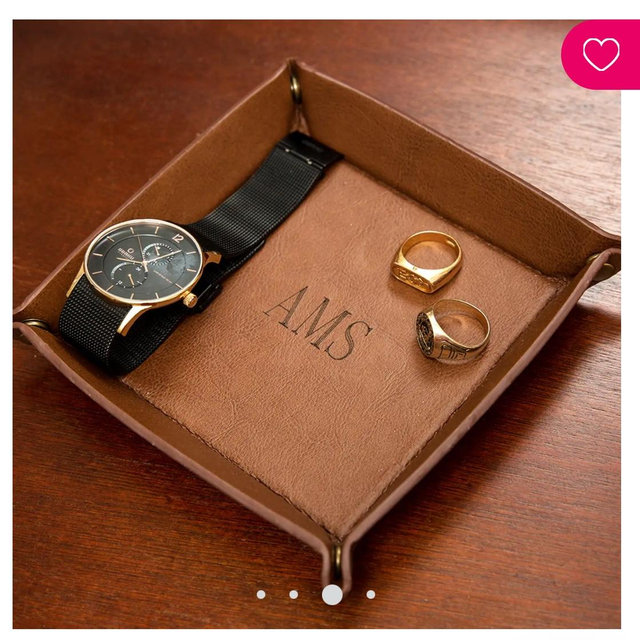 Personalized Leather Valet Tray for Him